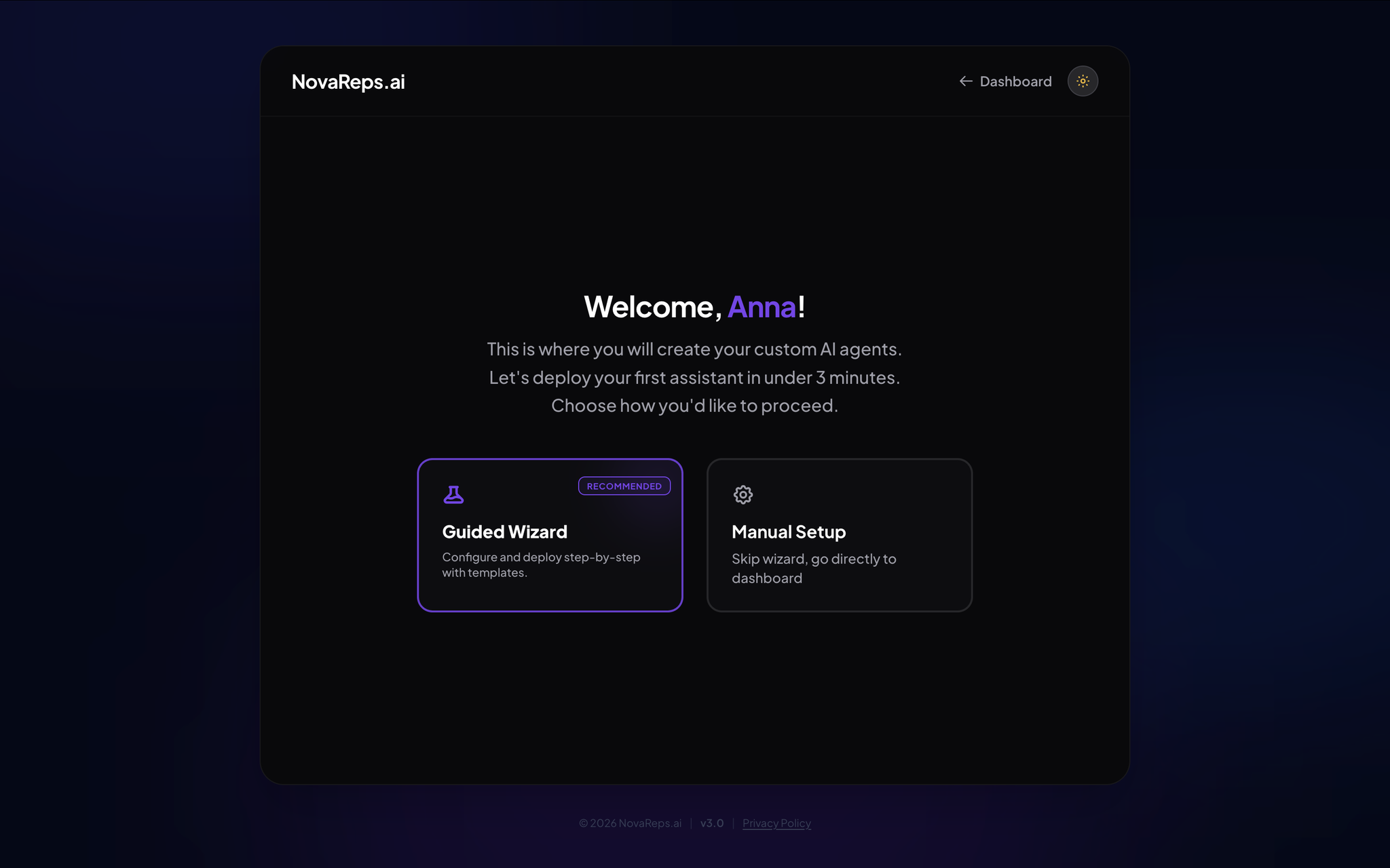 Step 1: Welcome and Setup Mode Selection