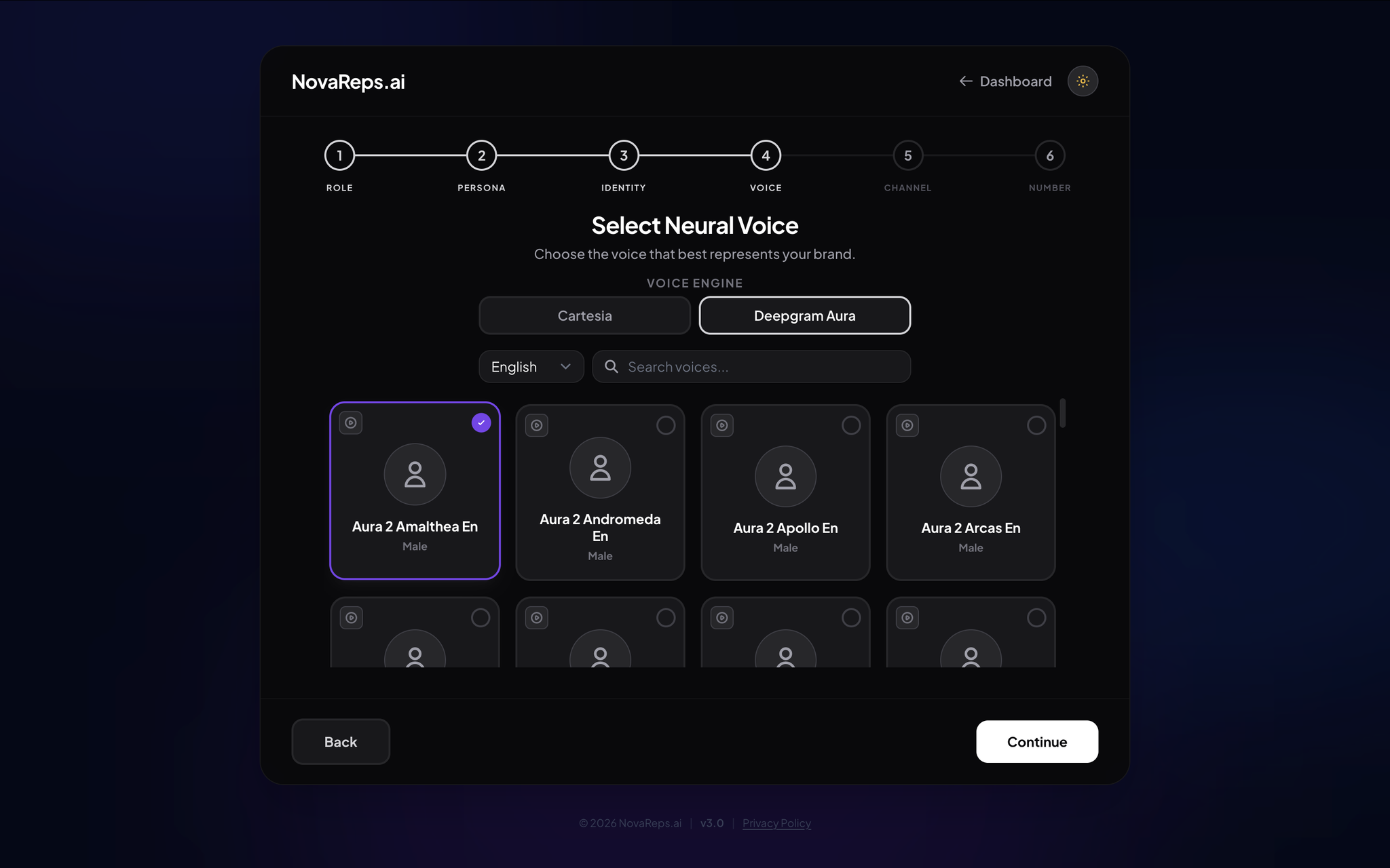 Step 5: Select Neural Voice Engine (Cartesia, Deepgram Aura, ElevenLabs)